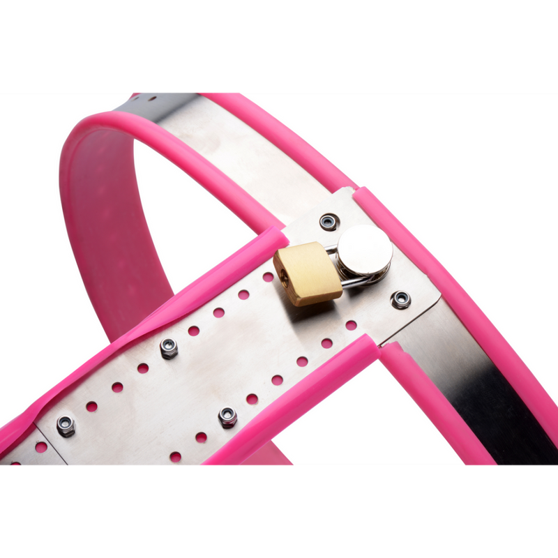 Stainless Steel Adjustable Female Chastity Belt - Pink