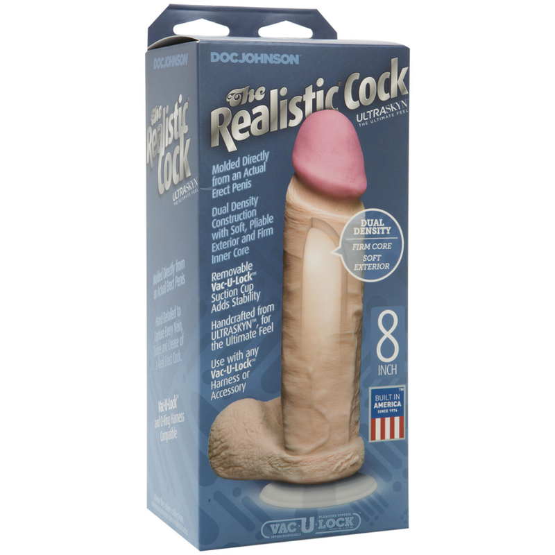 Realistic Cock with Balls - Removable Vac-U-Lock Suction Cup - ULTRASKYN - 8 / 20 cm - Vanilla