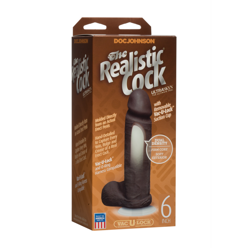 Realistic Cock with Balls - Removable Vac-U-Lock Suction Cup - ULTRASKYN - 6 / 16 cm - Chocolate