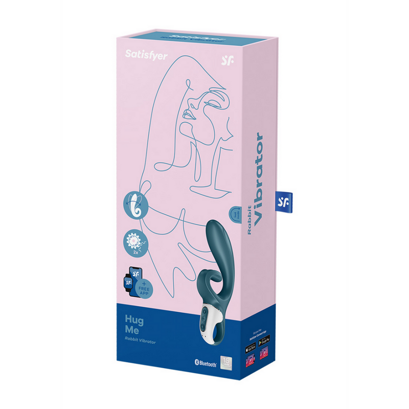 Hug Me - Rabbit Vibrator with Tongue Tip for Clitoris Stimulation - Bluegrey