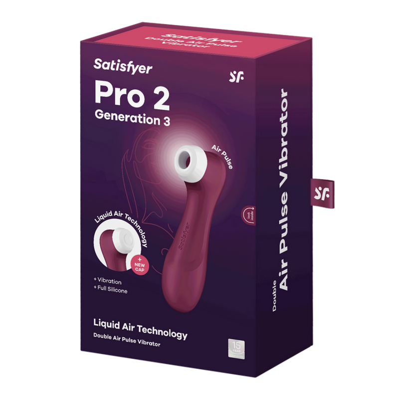 Pro 2 Generation 3 - Double Air Pulse Vibrator - Liquid Air - Wine Red