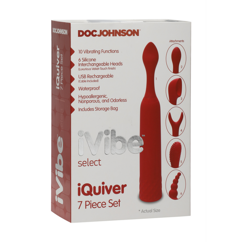 iQuiver - Small Vibrator with 6 Interchangeable Attachments