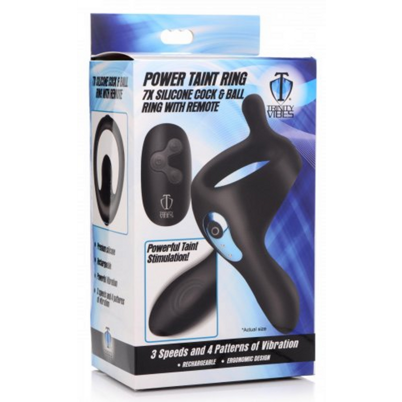 Power Taint - Silicone Cock and Ball Ring with Remote Control