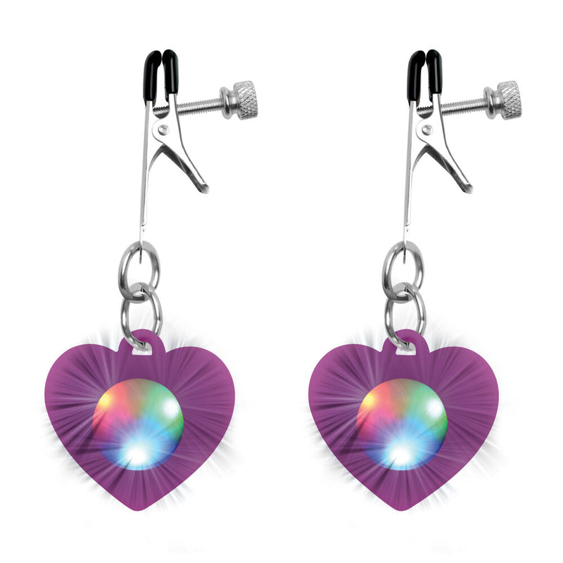 Charmed Silicone Light Up Heart - Nipple Clamps