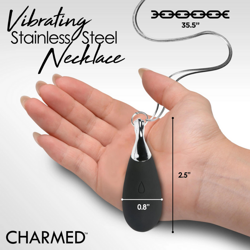 Vibrating Silicone Teardrop Necklace - Black