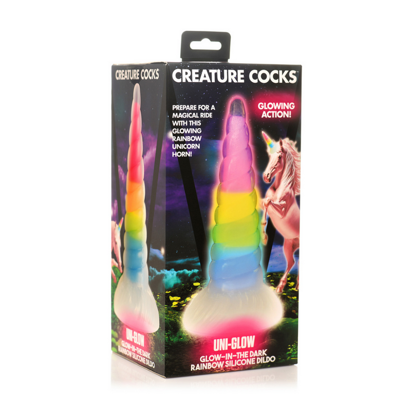 UniGlow - Glow-in-the-Dark Rainbow Silicone Dildo