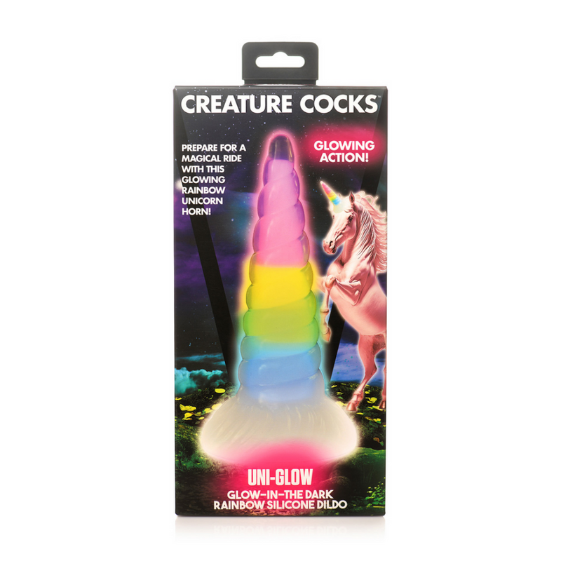 UniGlow - Glow-in-the-Dark Rainbow Silicone Dildo