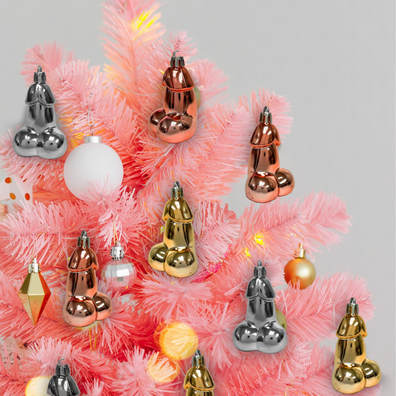Glitterati - Penis - 8 Ornaments - Metallic