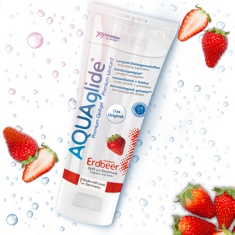 AQUAglide Neutral - Flavored Waterbased Lubricant - Strawberry - 3 fl oz / 100 ml