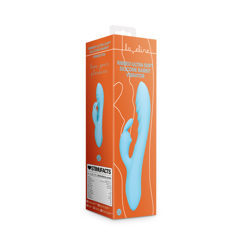 Ribbed Ultra Soft Silicone Rabbit Vibrator - Glacial Blue