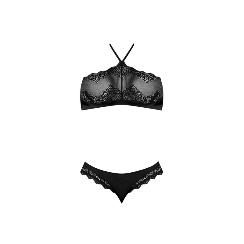 Halter Bandeaux and Panty Set - 2X - Black