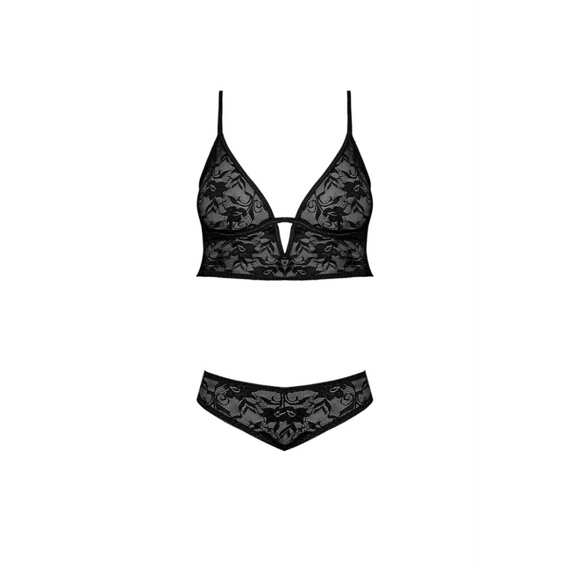 Underwired Bralette and Panty Set - 2X - Black