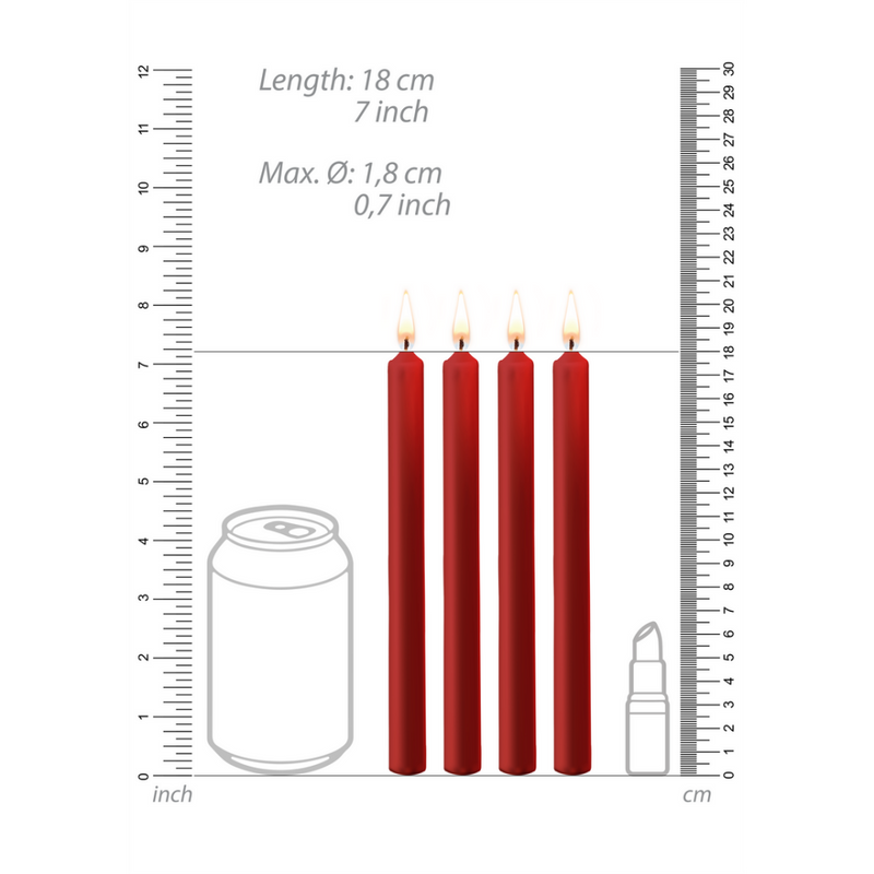Teasing Wax Candles - 4 Pieces - Large - Red