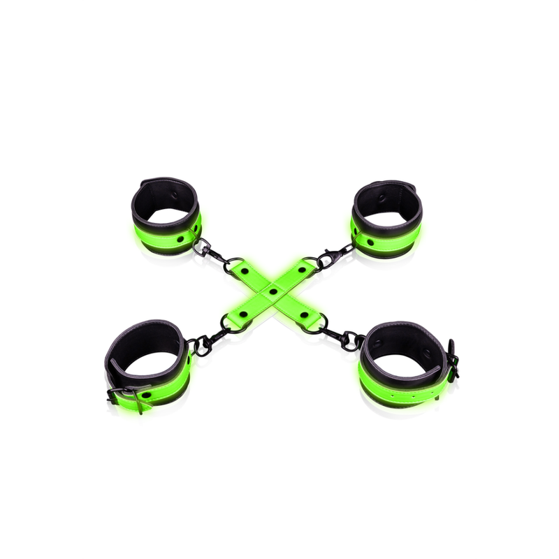 Hand and Ankle Cuffs with Hogtie - Glow in the Dark