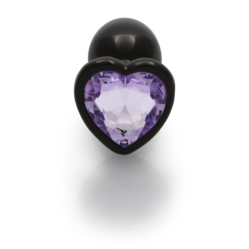 Heart Gem Butt Plug - Small - Gunmetal/Amethyst Purple