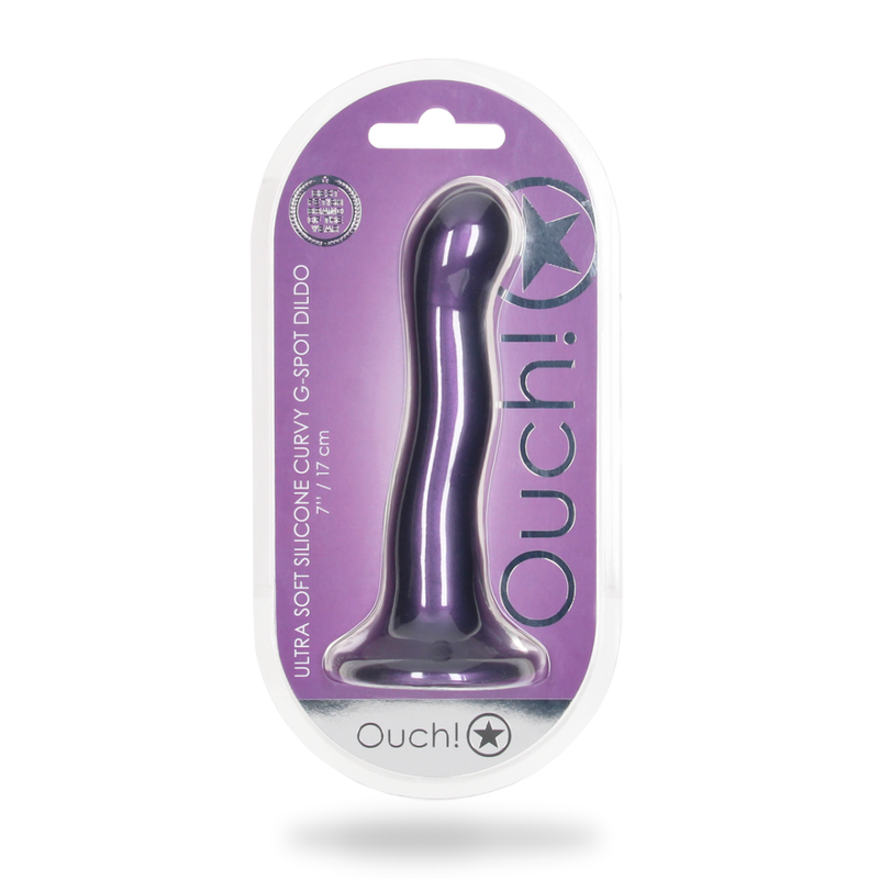 Ultra Soft Silicone Curvy G-Spot Dildo - 7'' / 17 cm - Metallic Purple