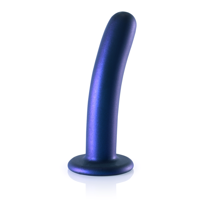 Smooth Silicone G-Spot Dildo - 6'' / 14,5 cm - Metallic Blue