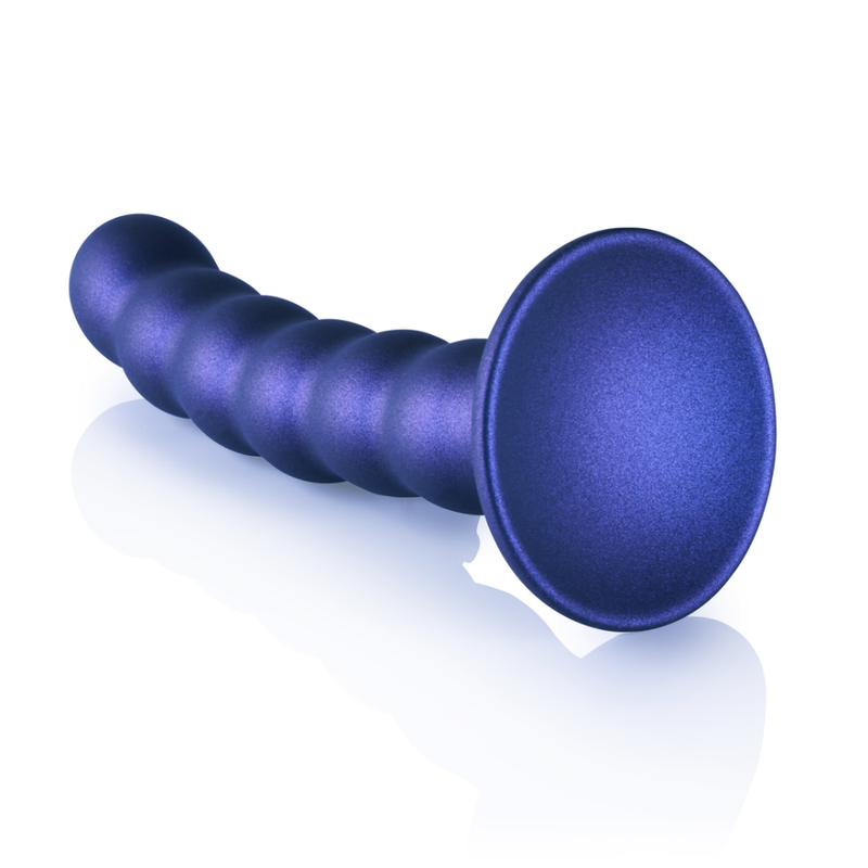 Beaded Silicone G-Spot Dildo - 5'' / 13 cm - Metallic Blue