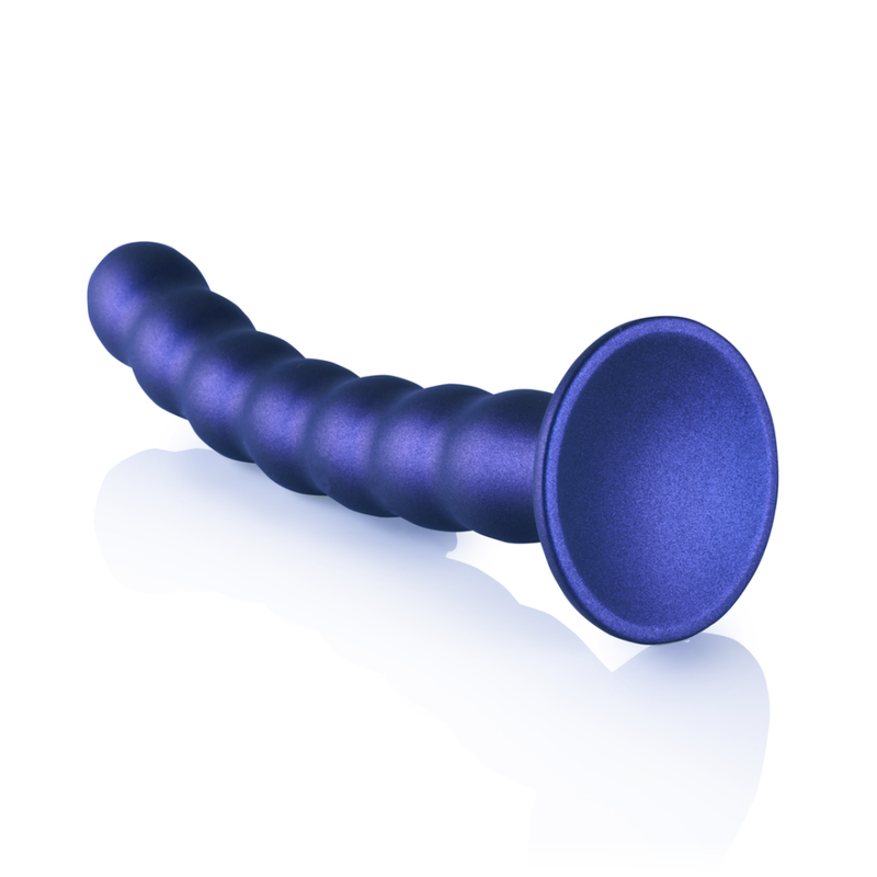 Beaded Silicone G-Spot Dildo - 8'' / 20,5 cm - Metallic Blue