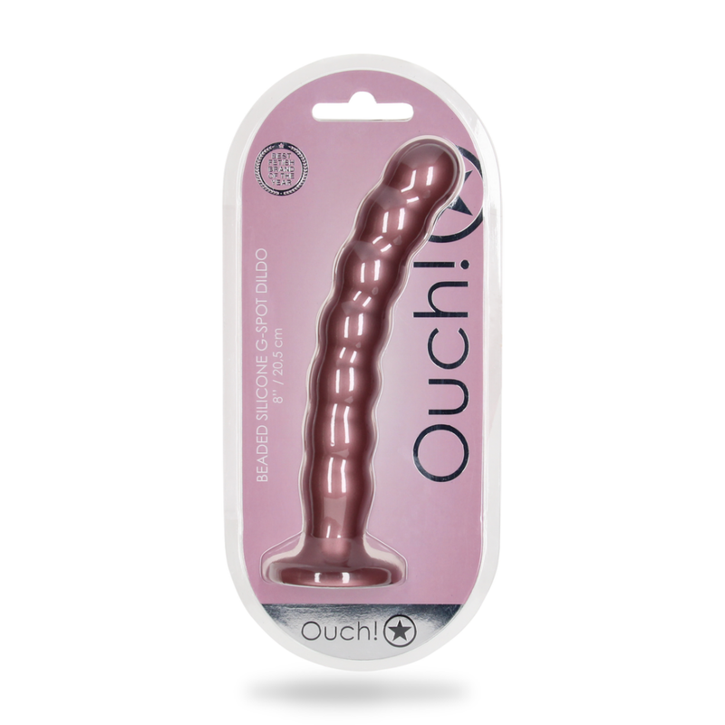 Beaded Silicone G-Spot Dildo - 8'' / 20,5 cm - Rose Gold