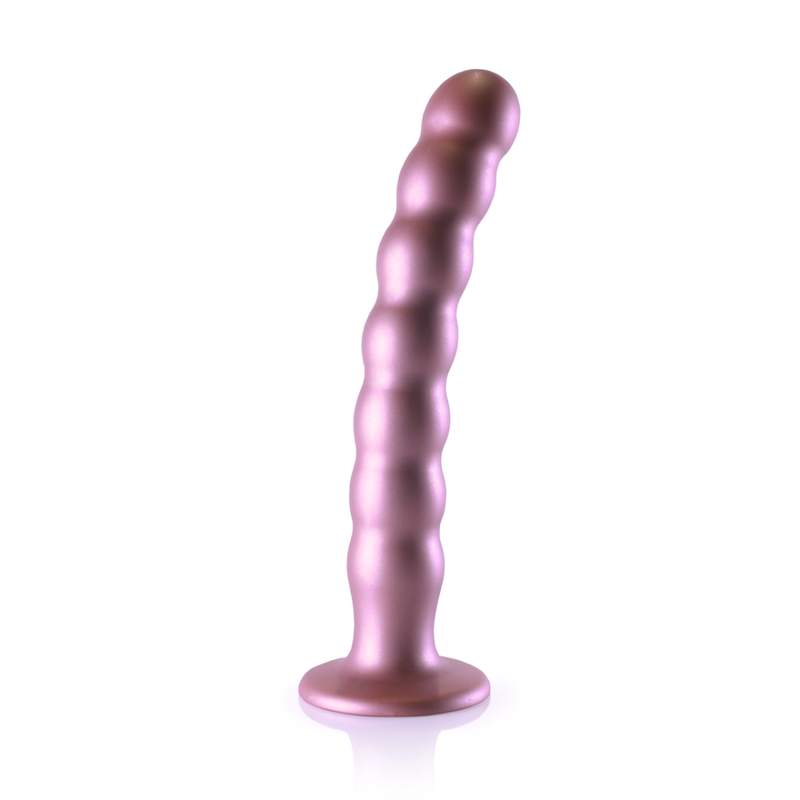 Beaded Silicone G-Spot Dildo - 8'' / 20,5 cm - Rose Gold