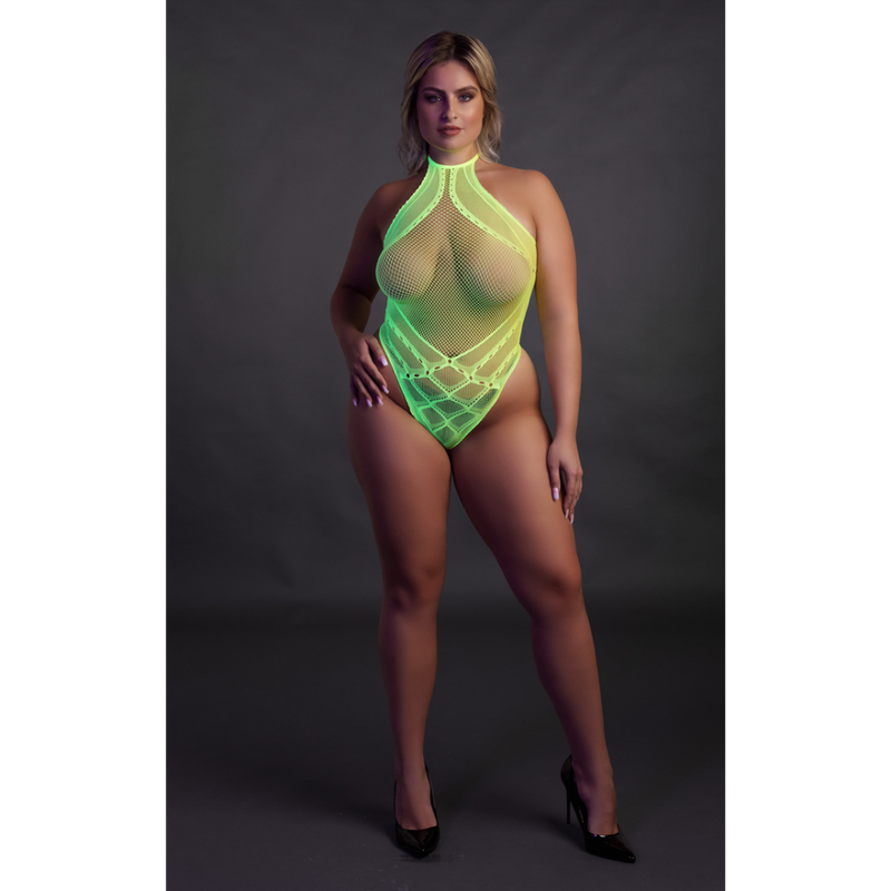 Body with Halter Neck - Plus Size - Neon Green