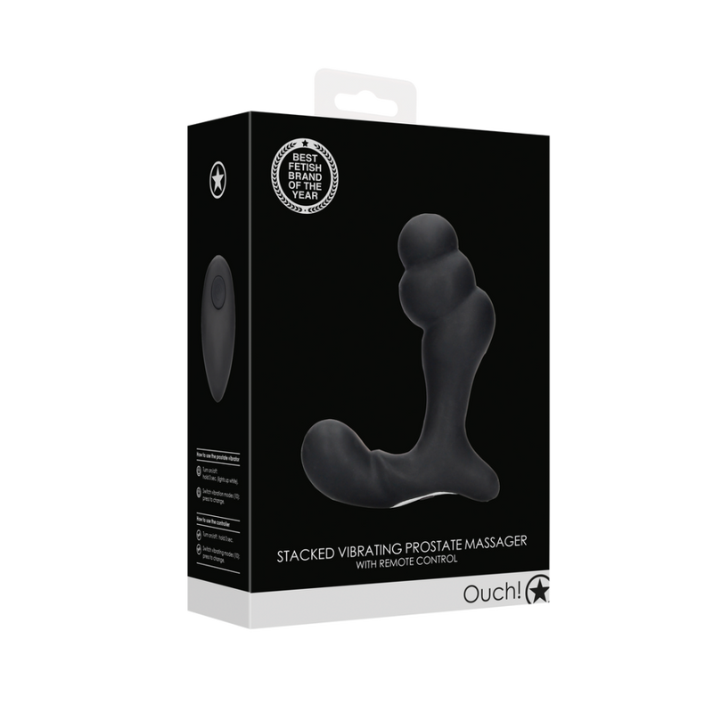 Stacked Vibrating Prostate Massager with Remote Control - Black