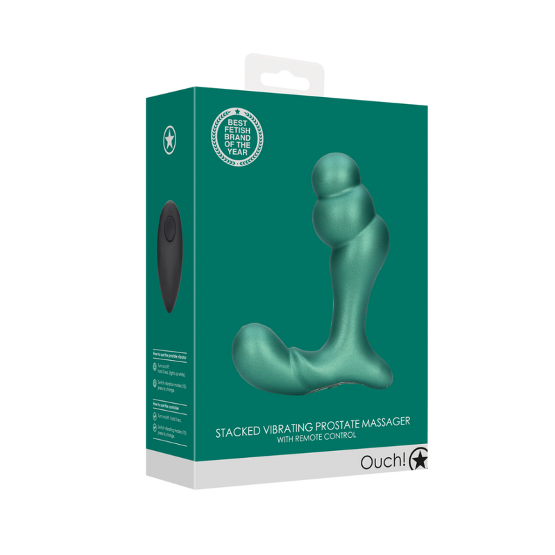 Stacked Vibrating Prostate Massager with Remote Control - Metallic Green