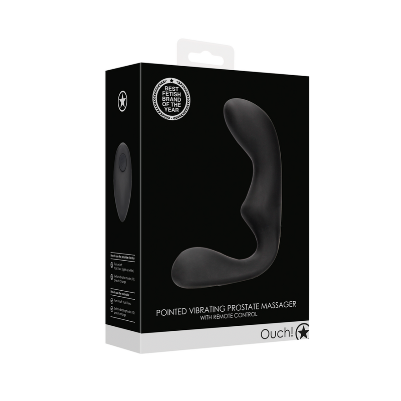 Pointed Vibrating Prostate Massager with Remote Control - Black