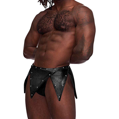 Eros - Gladiator Kilt Design with an Attached Thong - L/XL - Black