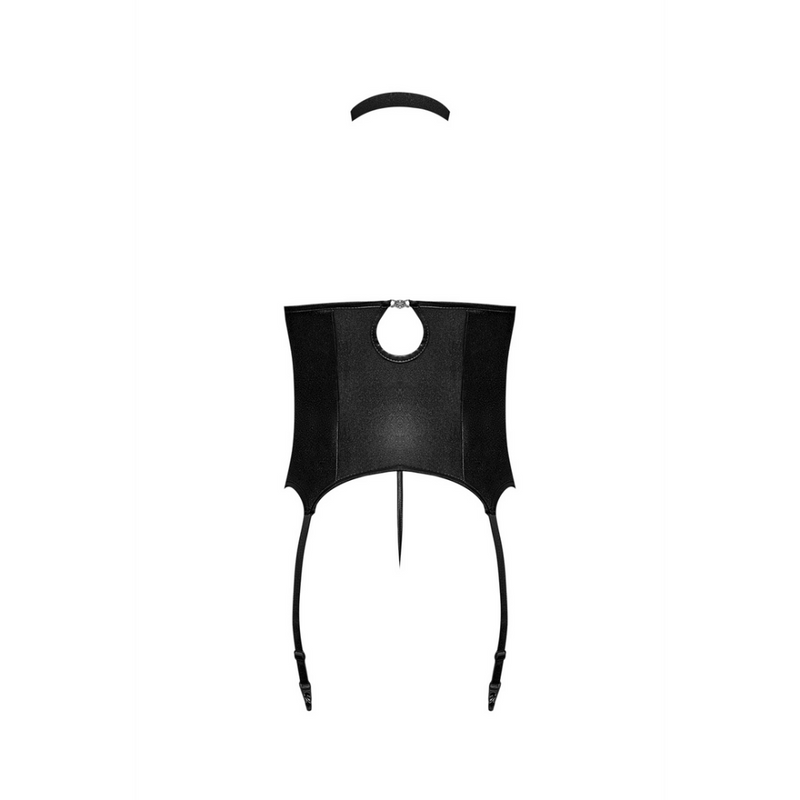 Mistress - Sexy Imitation Leather Corset and G-String with Studs - L/XL