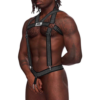 Elastic Harness with Studs - One Size - Black