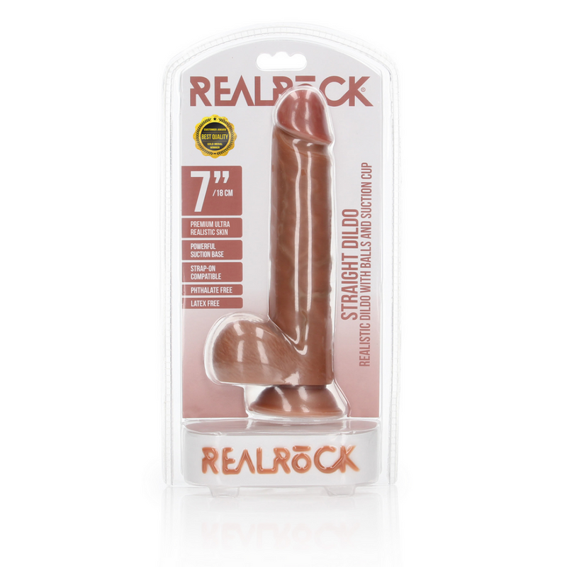 Straight Realistic Dildo with Balls and Suction Cup - 7 / 18 cm