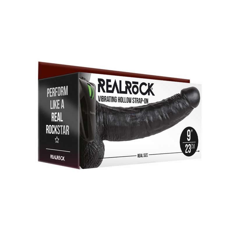 Vibrating Hollow Strap-On with Balls - 9 / 23 cm
