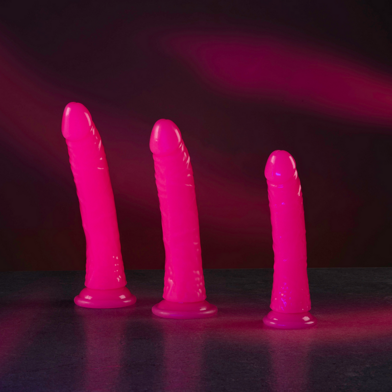 Slim Realistic Dildo with Suction Cup - Glow in the Dark - 8'' / 20 cm