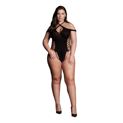 Leda XIII - Body with Crossed Neckline and Off Shoulder Straps - Plus Size