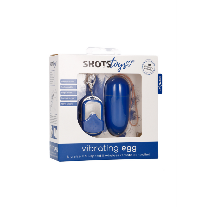 Vibrating Egg with 10 Speeds and Remote Control - L - Blue