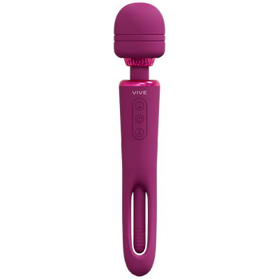 Kiku - Double Ended Wand with Innovative G-Spot Flapping Stimulator - Pink