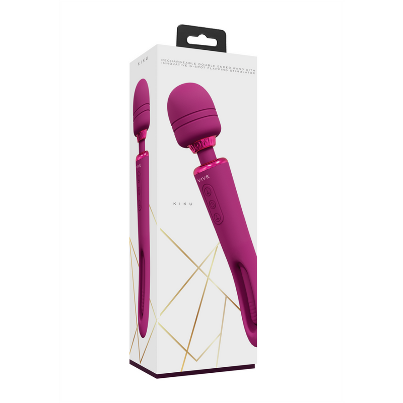 Kiku - Double Ended Wand with Innovative G-Spot Flapping Stimulator - Pink