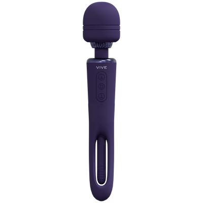 Kiku - Double Ended Wand with Innovative G-Spot Flapping Stimulator - Purple