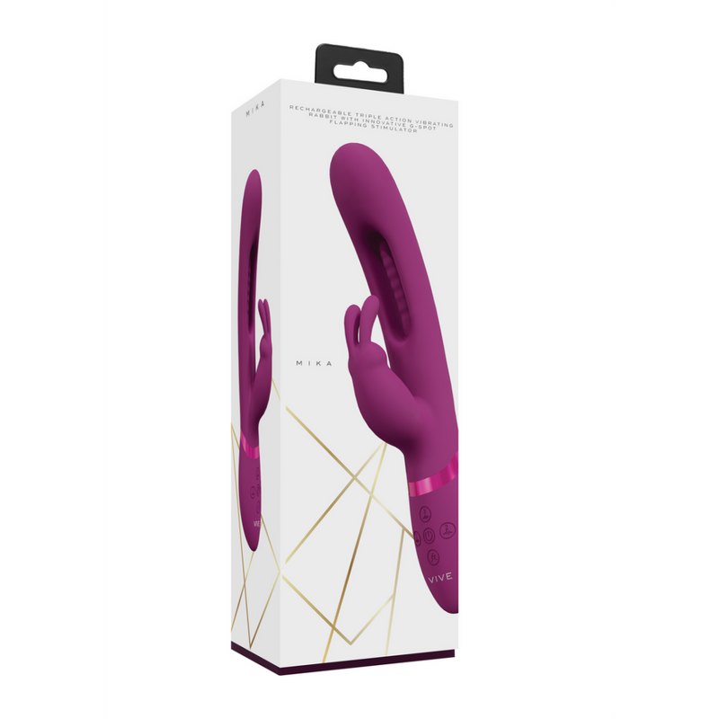 Mika - Triple Motor - Vibrating Rabbit with Innovative G-Spot Flapping Stimulator - Pink