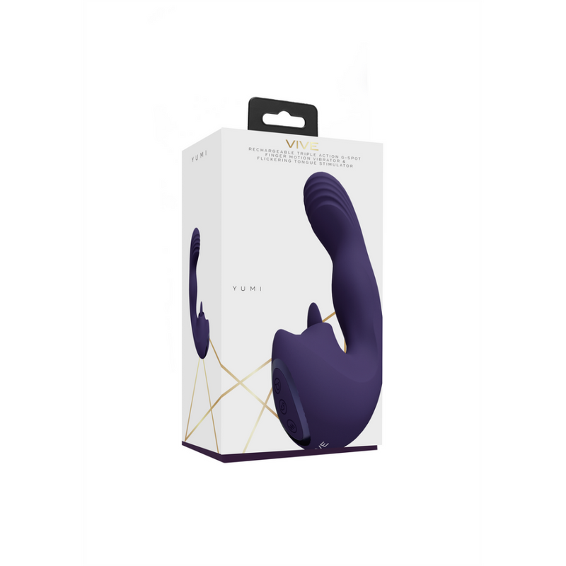 Yumi - Triple Motor G-Spot Finger Motion Vibrator and Flickering Tongue Stimulator - Purple